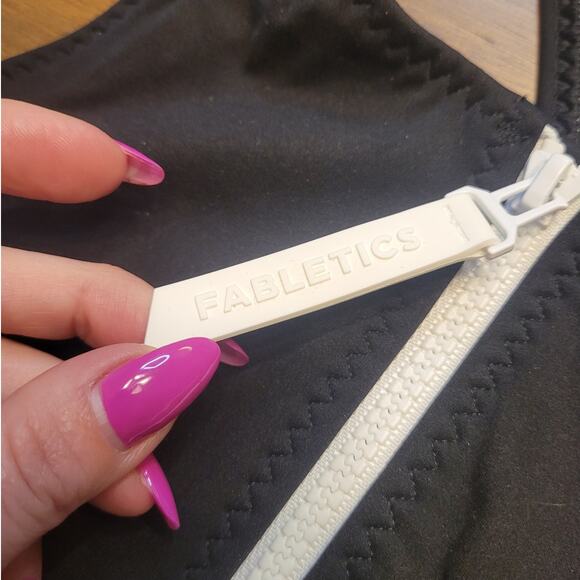 Fabletics Black White Zip Racerback Swim Top XS - Picture 9 of 9